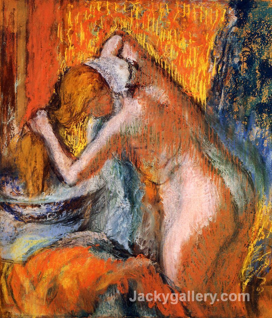 After the Bath, Woman Drying Her Hair by Edgar Degas paintings reproduction